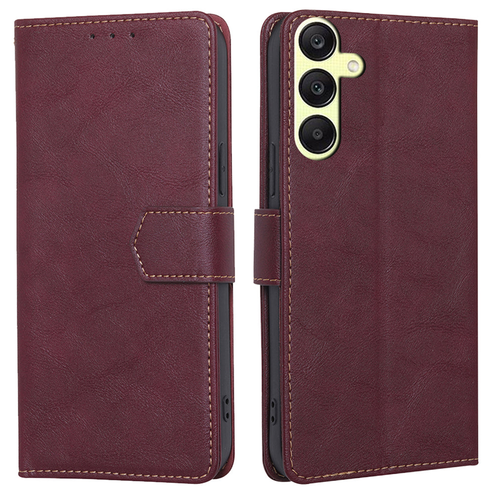 For Samsung Galaxy A25 5G (Global) (161.0 x 76.5 x 8.3mm) Case Leather Cowhide Texture Phone Cover with RFID Blocking Wallet - Black