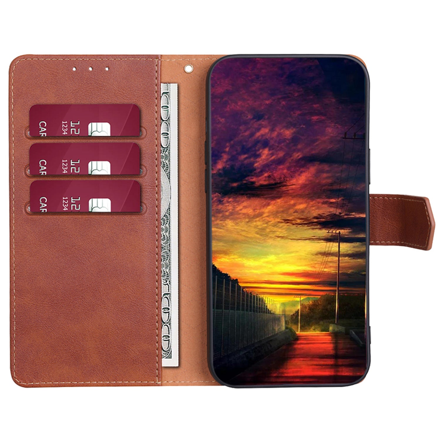 For Transsion Tecno Spark 20 Pro Cell Phone Case PU Leather Cowhide Texture RFID Blocking Wallet Cover - Brown