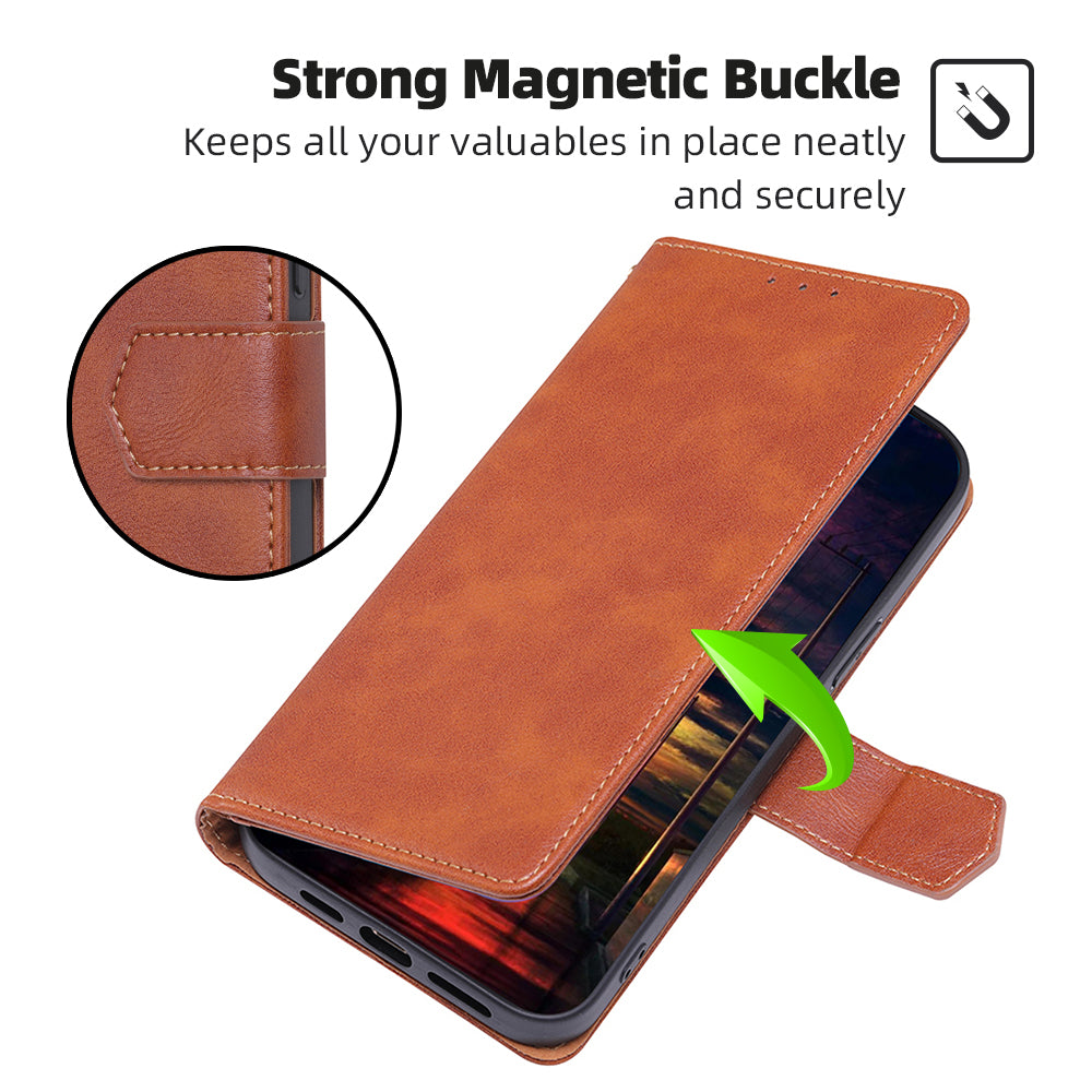 For Transsion Tecno Spark 20 Pro Cell Phone Case PU Leather Cowhide Texture RFID Blocking Wallet Cover - Brown