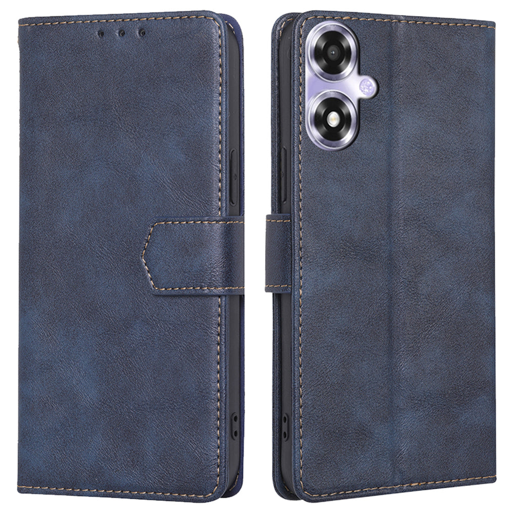 For Oppo A2x 5G / A2m 5G Case Scratch-proof RFID Blocking Wallet Stand Phone Protector - Blue