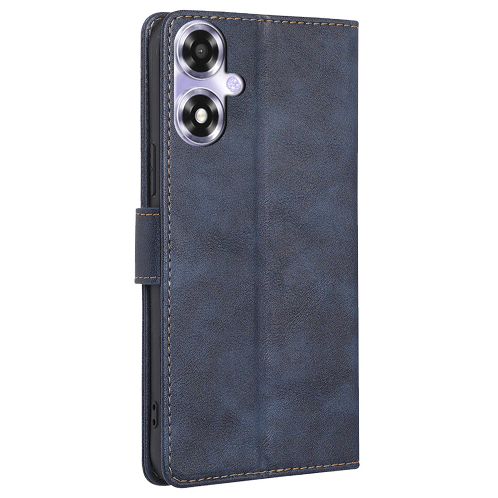For Oppo A2x 5G / A2m 5G Case Scratch-proof RFID Blocking Wallet Stand Phone Protector - Blue