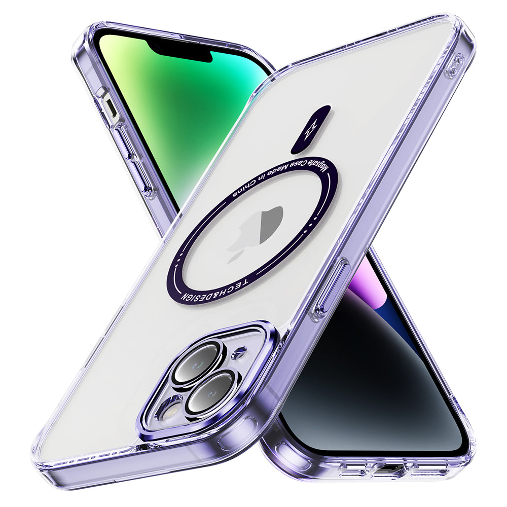 YSM For iPhone 14 Magnetic Case Phone Cover Anti-Scratch Clear Back - Transparent Black