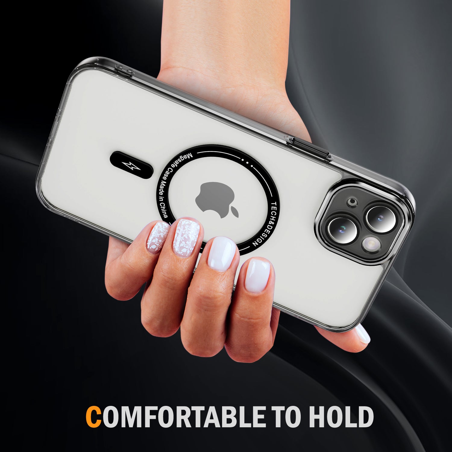 YSM For iPhone 13 YSM Phone Case Acrylic + TPU Clear Cover Compatible with MagSafe - Transparent Black