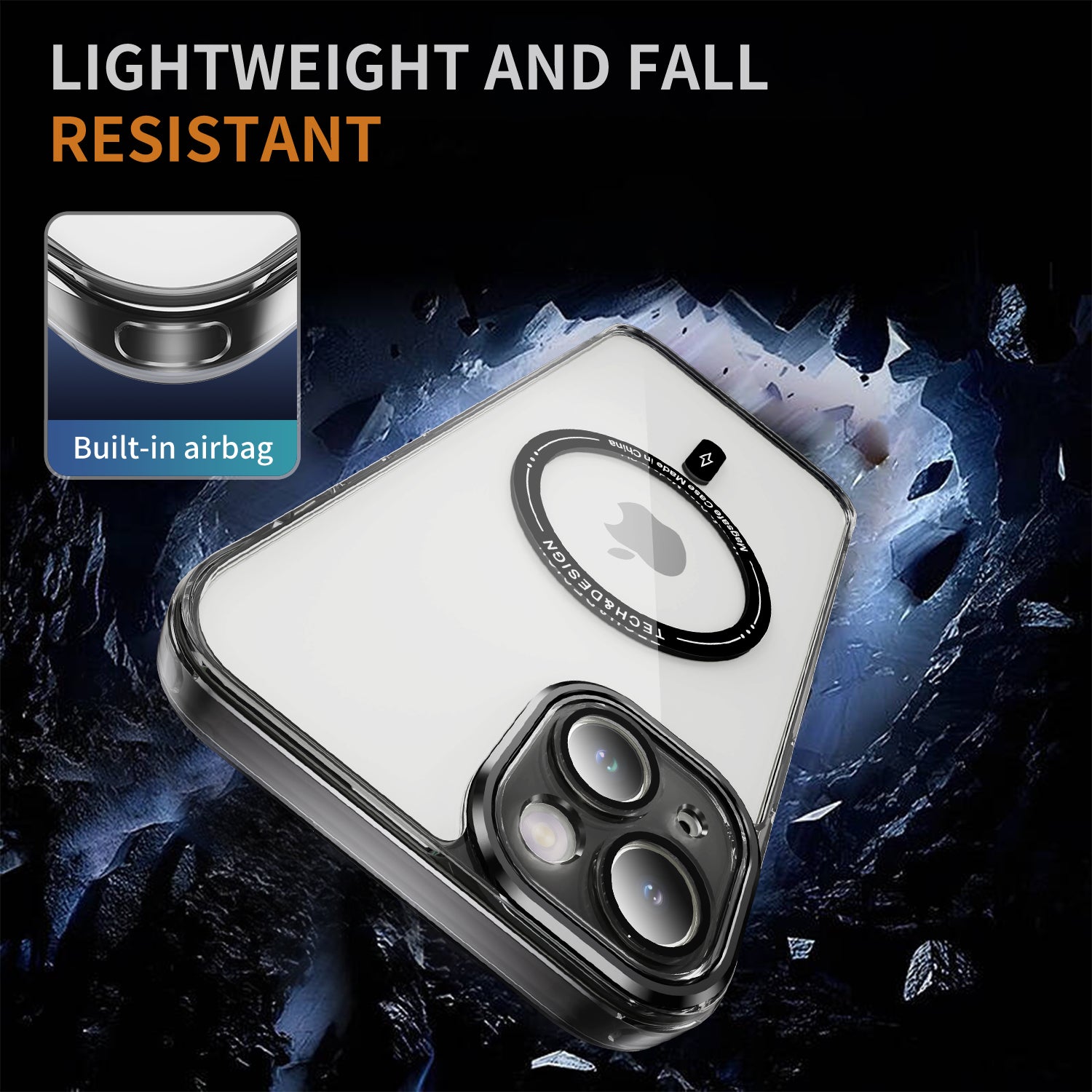 YSM For iPhone 13 YSM Phone Case Acrylic + TPU Clear Cover Compatible with MagSafe - Transparent Black
