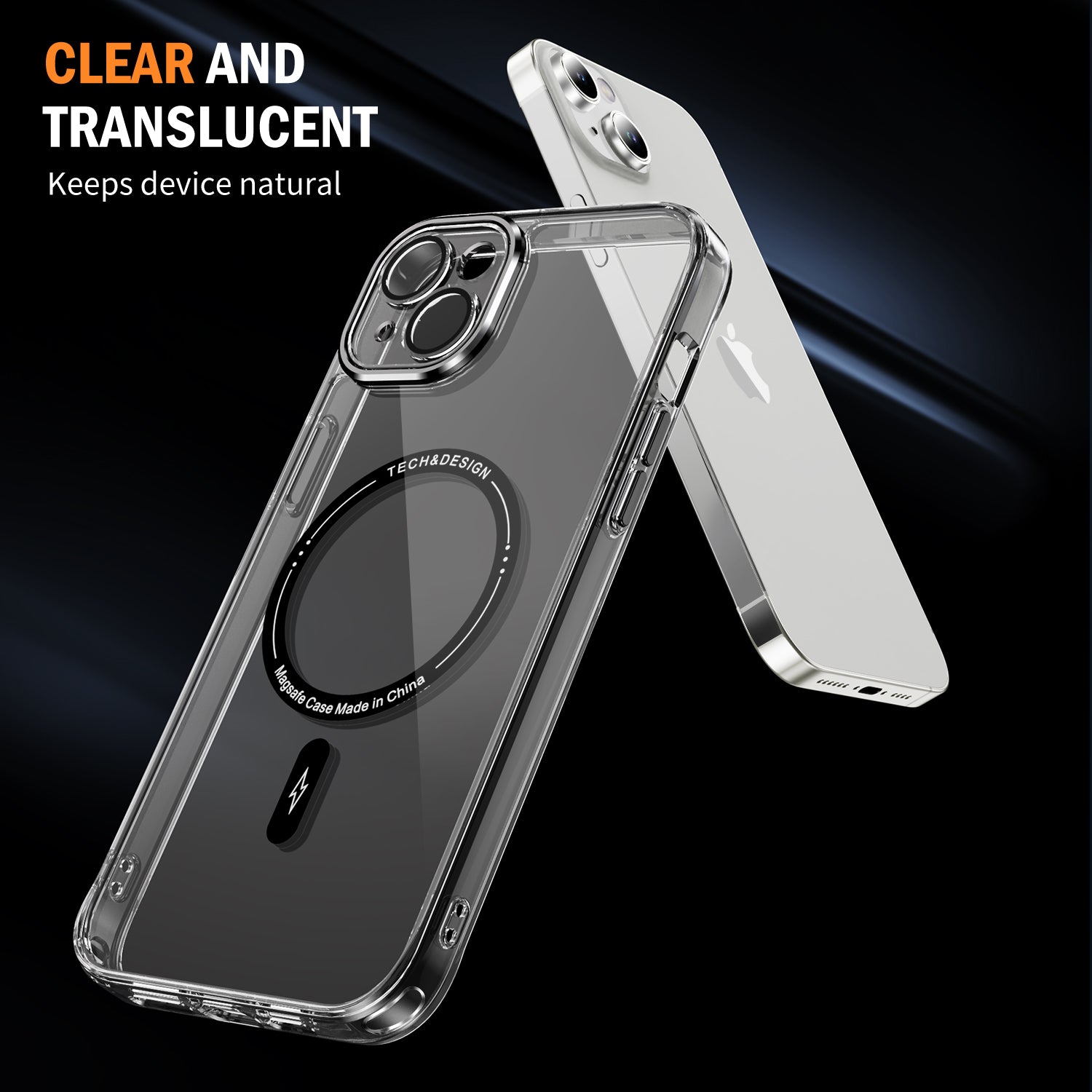 YSM For iPhone 13 YSM Phone Case Acrylic + TPU Clear Cover Compatible with MagSafe - Transparent Black