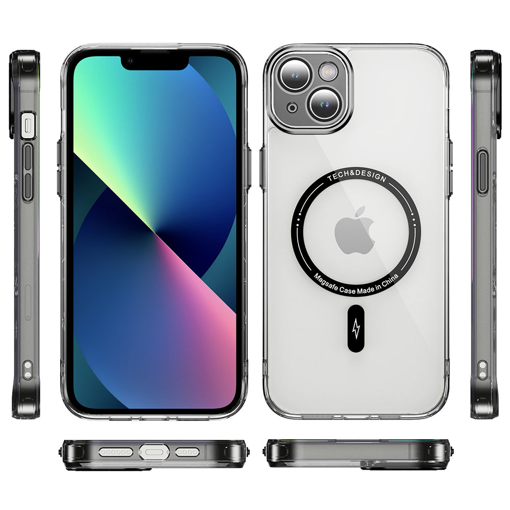 YSM For iPhone 13 YSM Phone Case Acrylic + TPU Clear Cover Compatible with MagSafe - Transparent Black