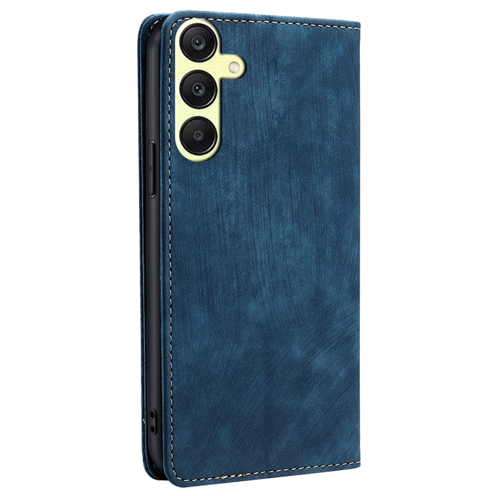 For Samsung Galaxy A25 5G (Global) (161.0 x 76.5 x 8.3mm) Case RFID Blocking PU Leather+TPU Wallet Phone Cover - Blue
