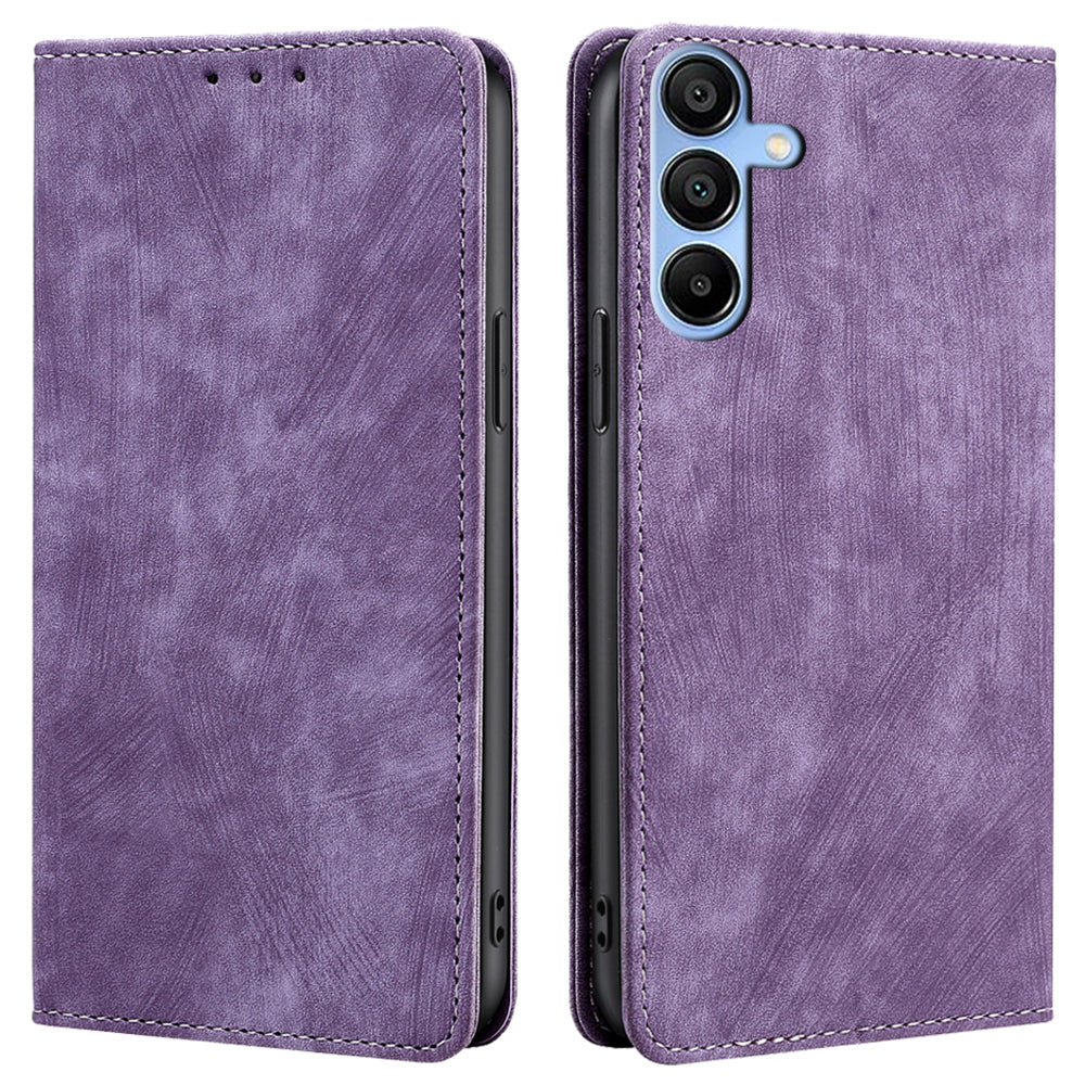 For Samsung Galaxy A15 4G / A15 5G Leather Case RFID Blocking Stand Mobile Phone Cover - Black