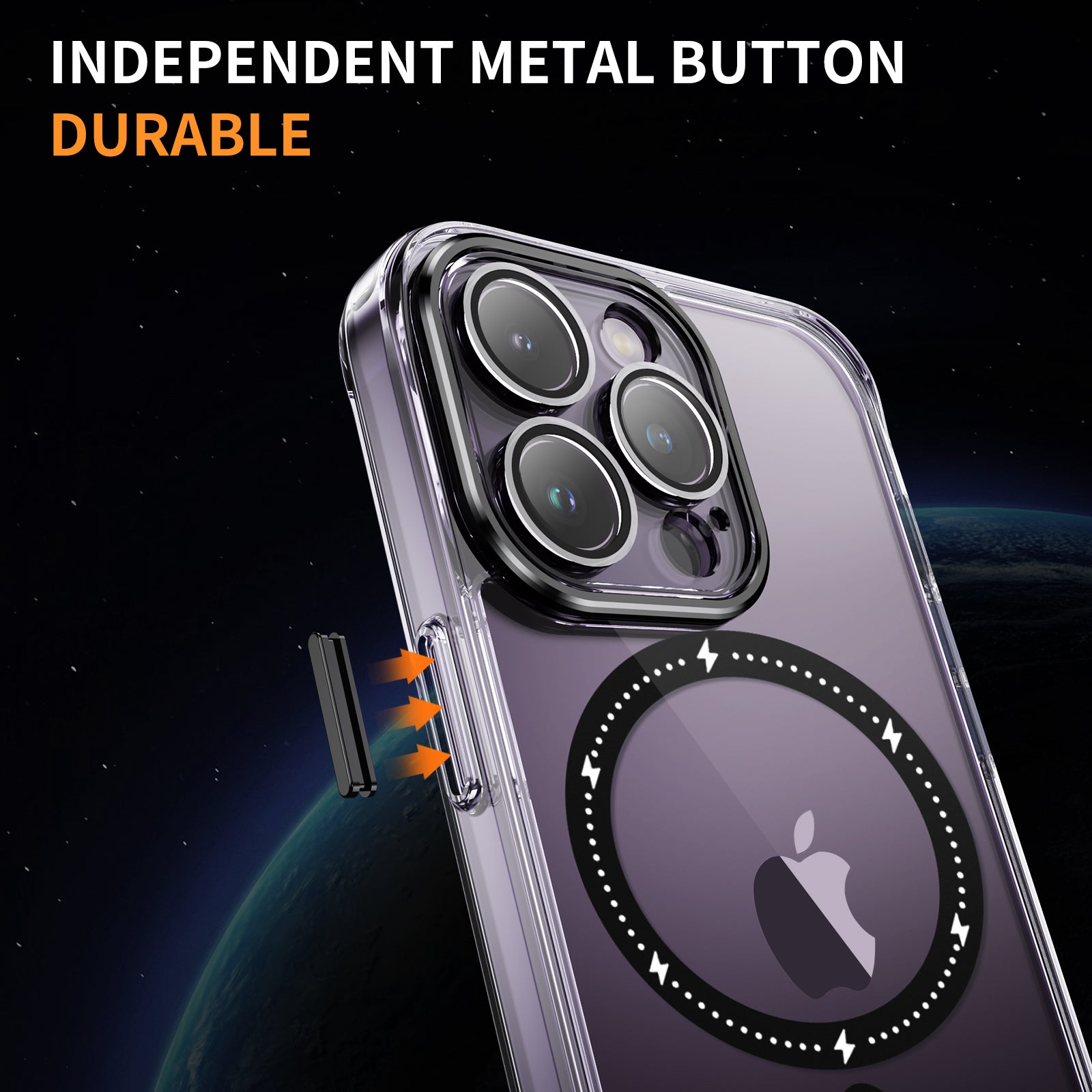 YSM Magnetic Case for iPhone 12 Pro Max Compatible with MagSafe Phone Cover with Metal Lens Cover - Transparent Black