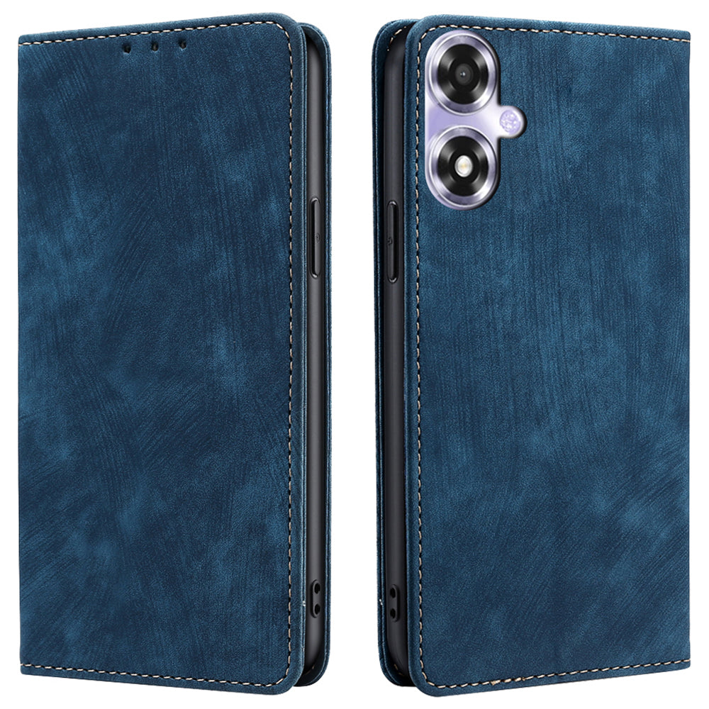Phone Case for Oppo A2x 5G / A2m 5G Shell PU Leather RFID Blocking Card Holder Cover - Blue