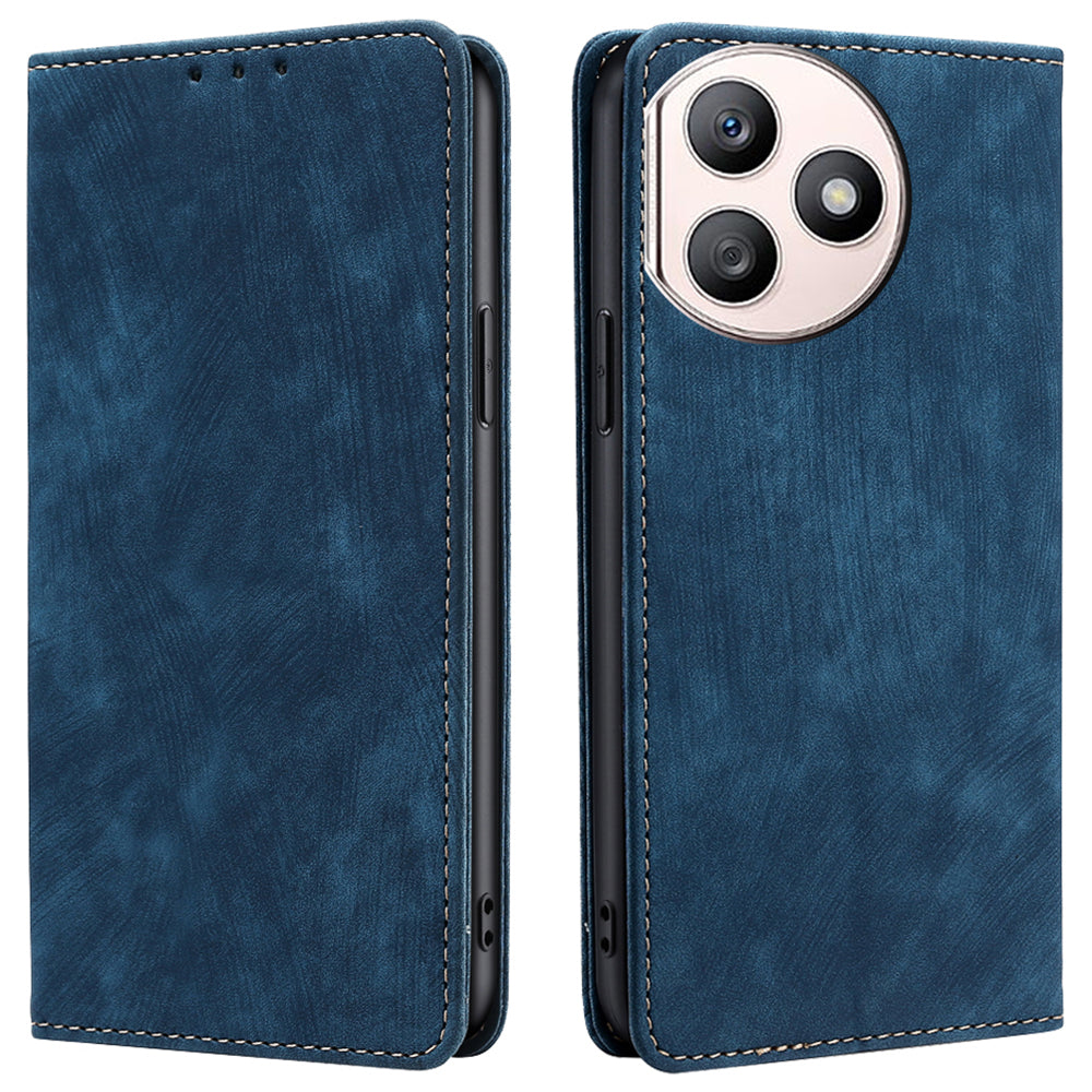 Wallet Case for Honor X50i+ 5G Cover RFID Blocking PU Leather Card Slots Phone Protector - Brown