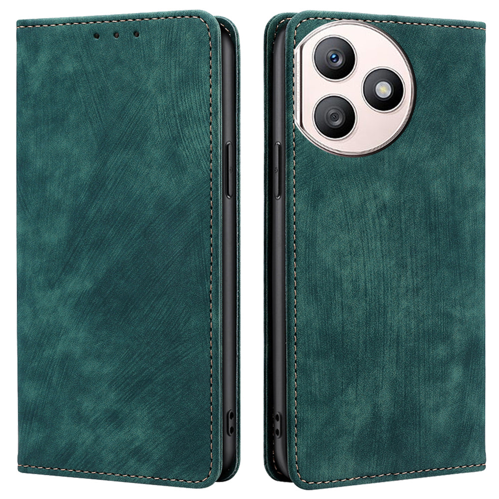 Wallet Case for Honor X50i+ 5G Cover RFID Blocking PU Leather Card Slots Phone Protector - Brown