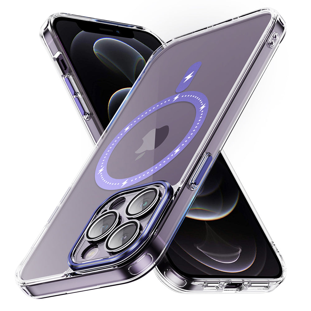 YSM For iPhone 12 Pro Clear Phone Case Anti-Scratch Magnetic Cover - Transparent Black