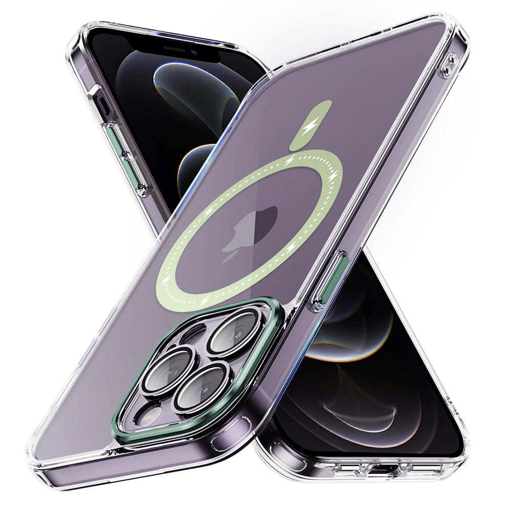 YSM For iPhone 12 Pro Clear Phone Case Anti-Scratch Magnetic Cover - Transparent Black