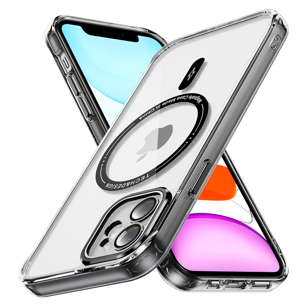 YSM Magnetic Case for iPhone 11 Compatible with MagSafe Shockproof Phone Cover - Transparent Black