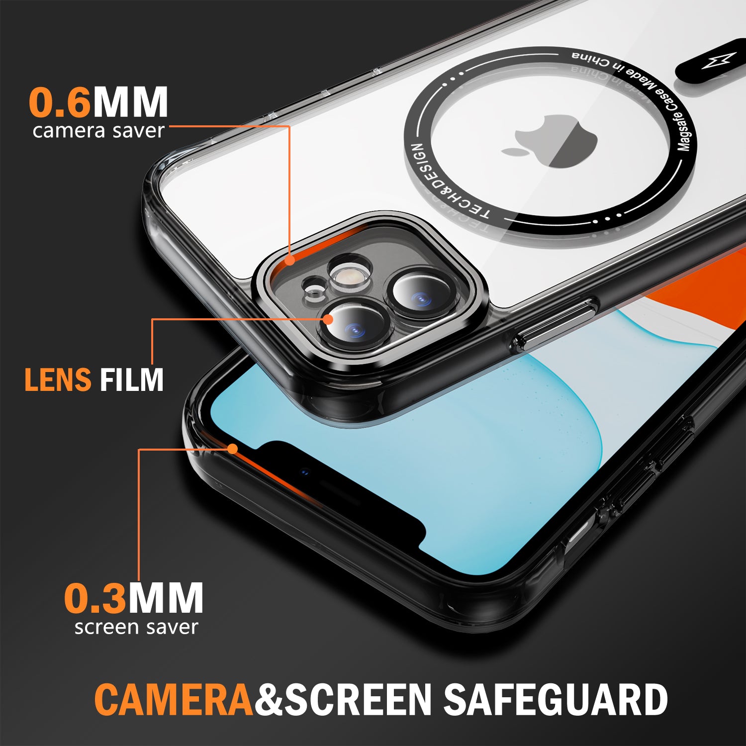 YSM Magnetic Case for iPhone 11 Compatible with MagSafe Shockproof Phone Cover - Transparent Black