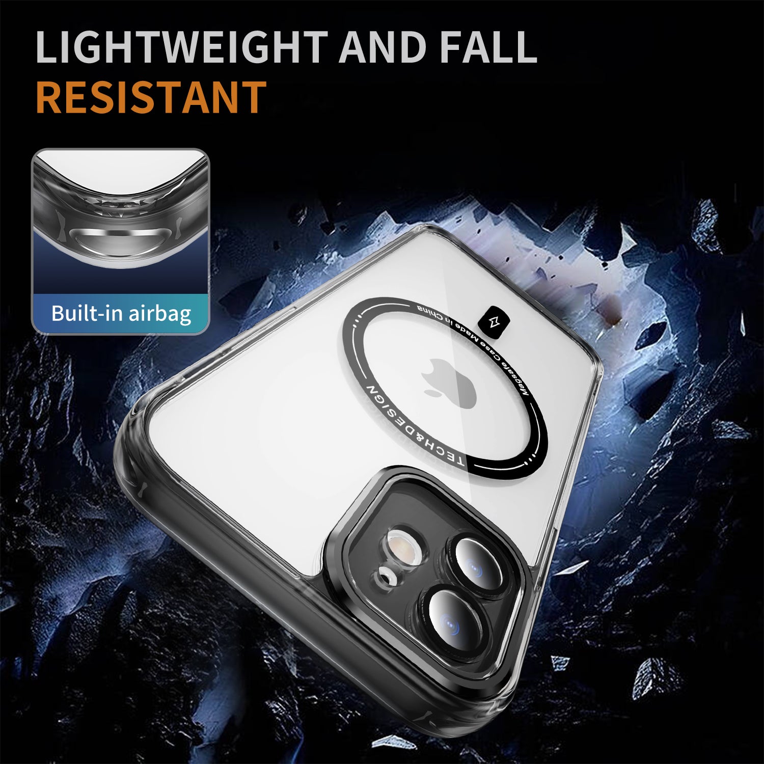 YSM Magnetic Case for iPhone 11 Compatible with MagSafe Shockproof Phone Cover - Transparent Black