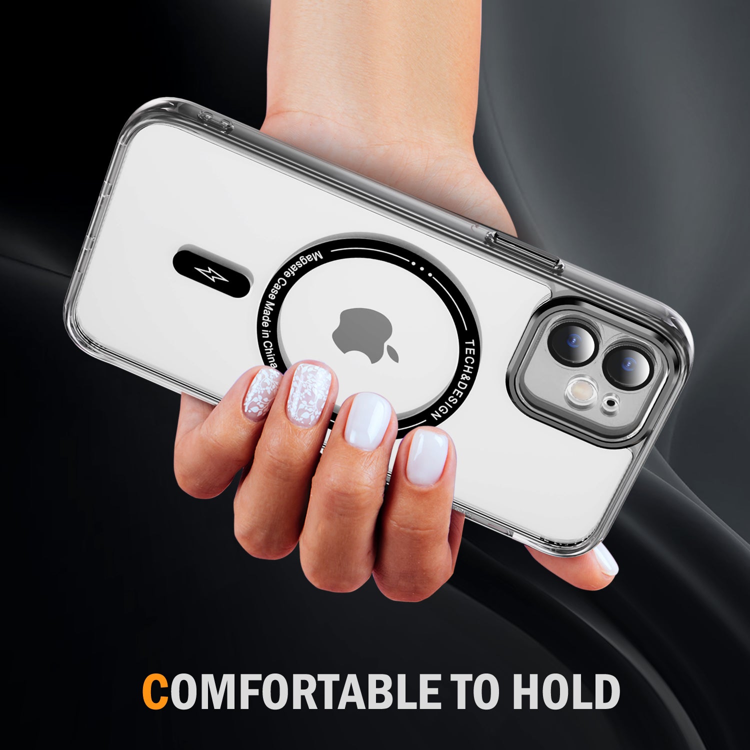 YSM Magnetic Case for iPhone 11 Compatible with MagSafe Shockproof Phone Cover - Transparent Black