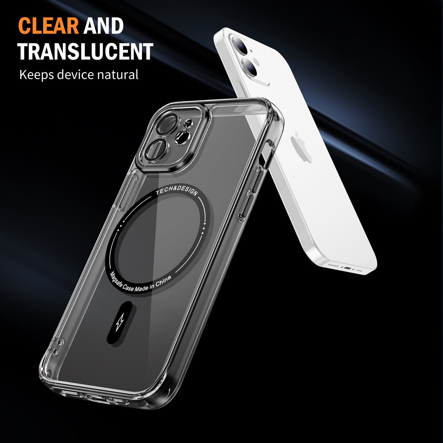 YSM Magnetic Case for iPhone 11 Compatible with MagSafe Shockproof Phone Cover - Transparent Black