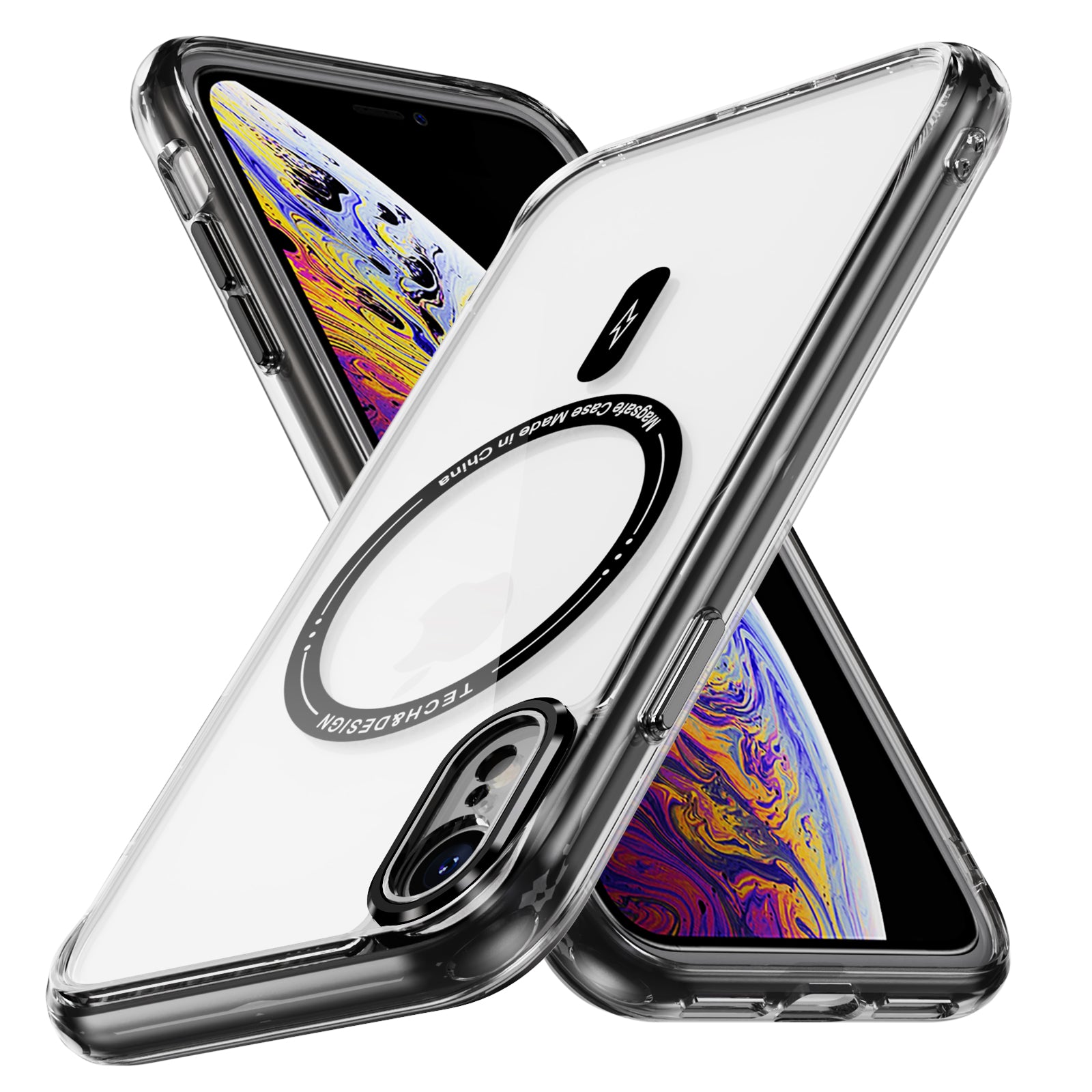 YSM Magnetic Phone Case for iPhone XR Compatible with MagSafe Camera Protection Cover - Transparent Black