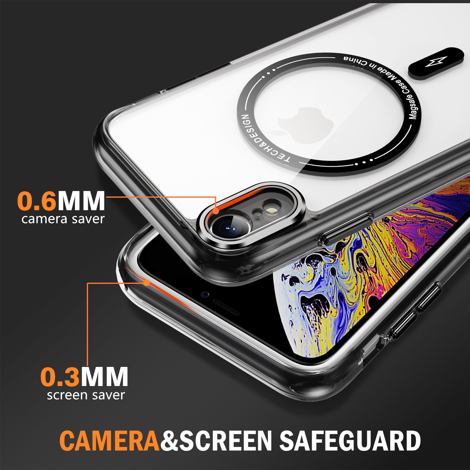 YSM Magnetic Phone Case for iPhone XR Compatible with MagSafe Camera Protection Cover - Transparent Black