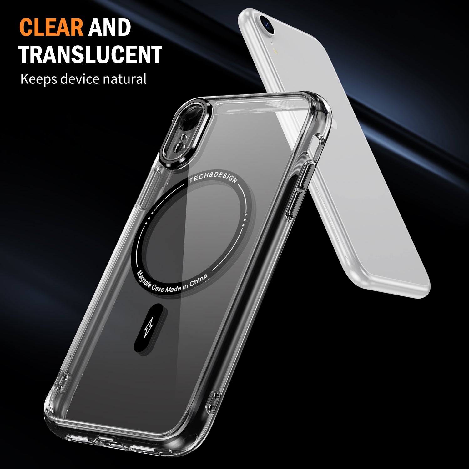 YSM Magnetic Phone Case for iPhone XR Compatible with MagSafe Camera Protection Cover - Transparent Black