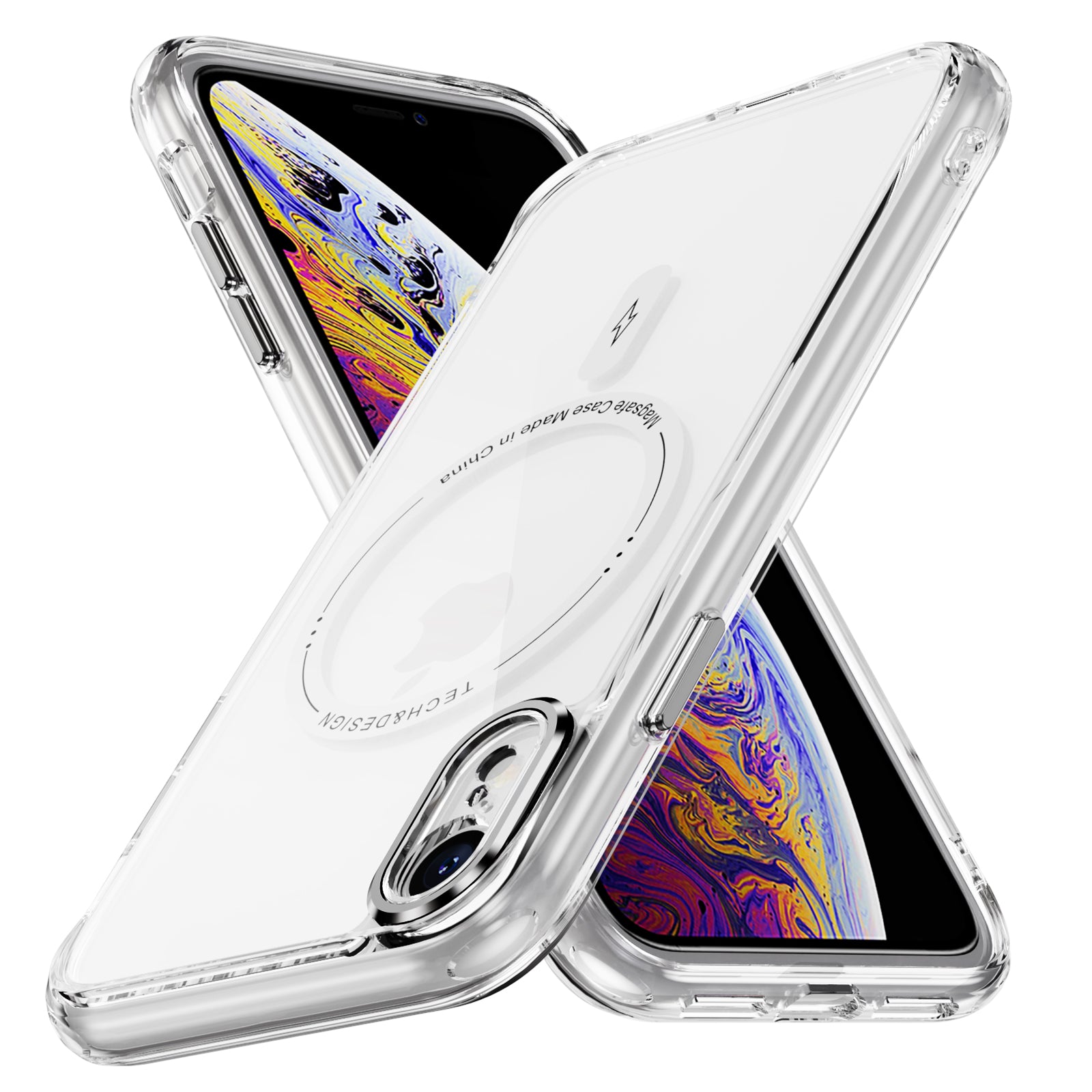 YSM Magnetic Phone Case for iPhone XR Compatible with MagSafe Camera Protection Cover - Transparent Black