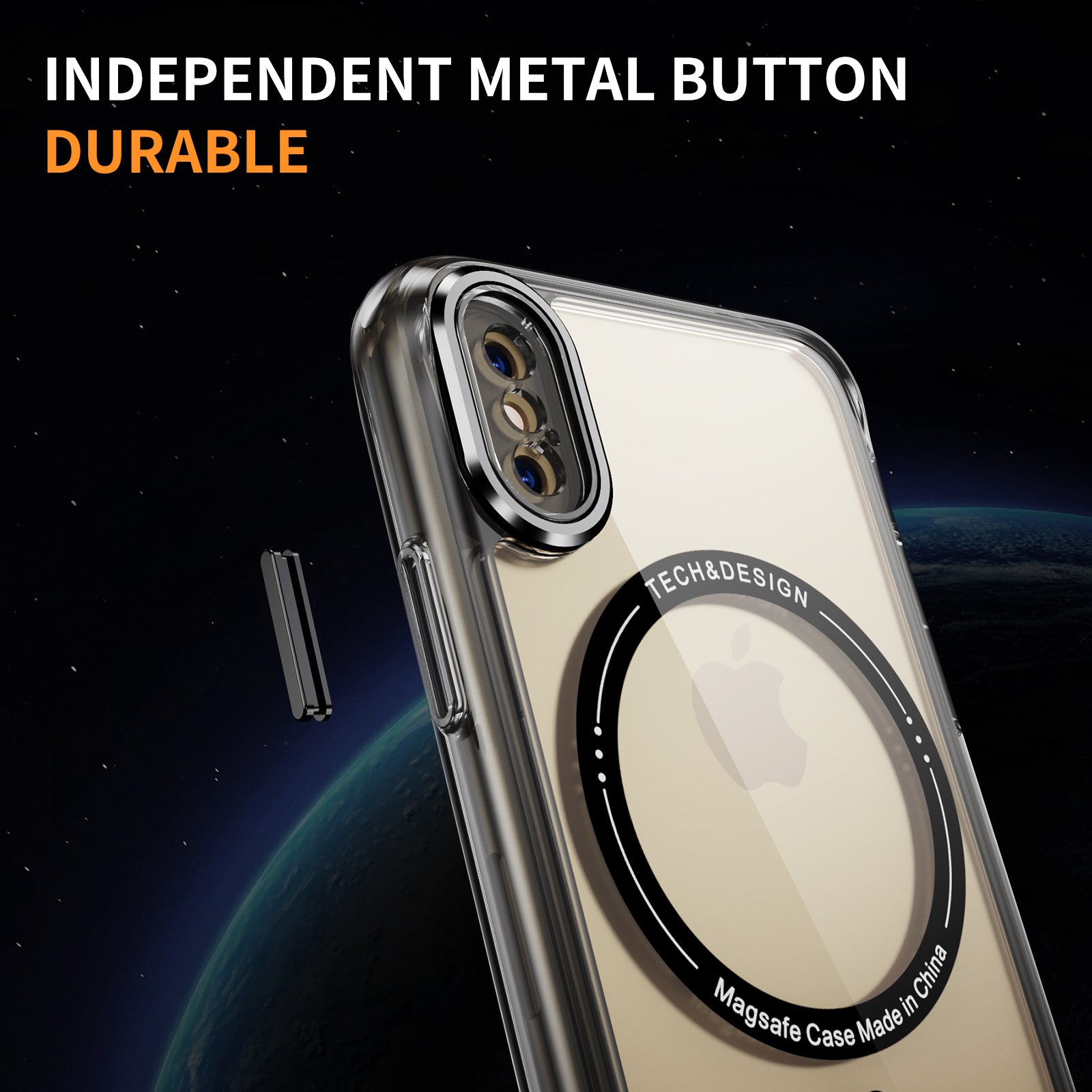 YSM Magnetic Case for iPhone X / XS TPU+Acrylic Phone Cover Airbag Corner - Transparent Black