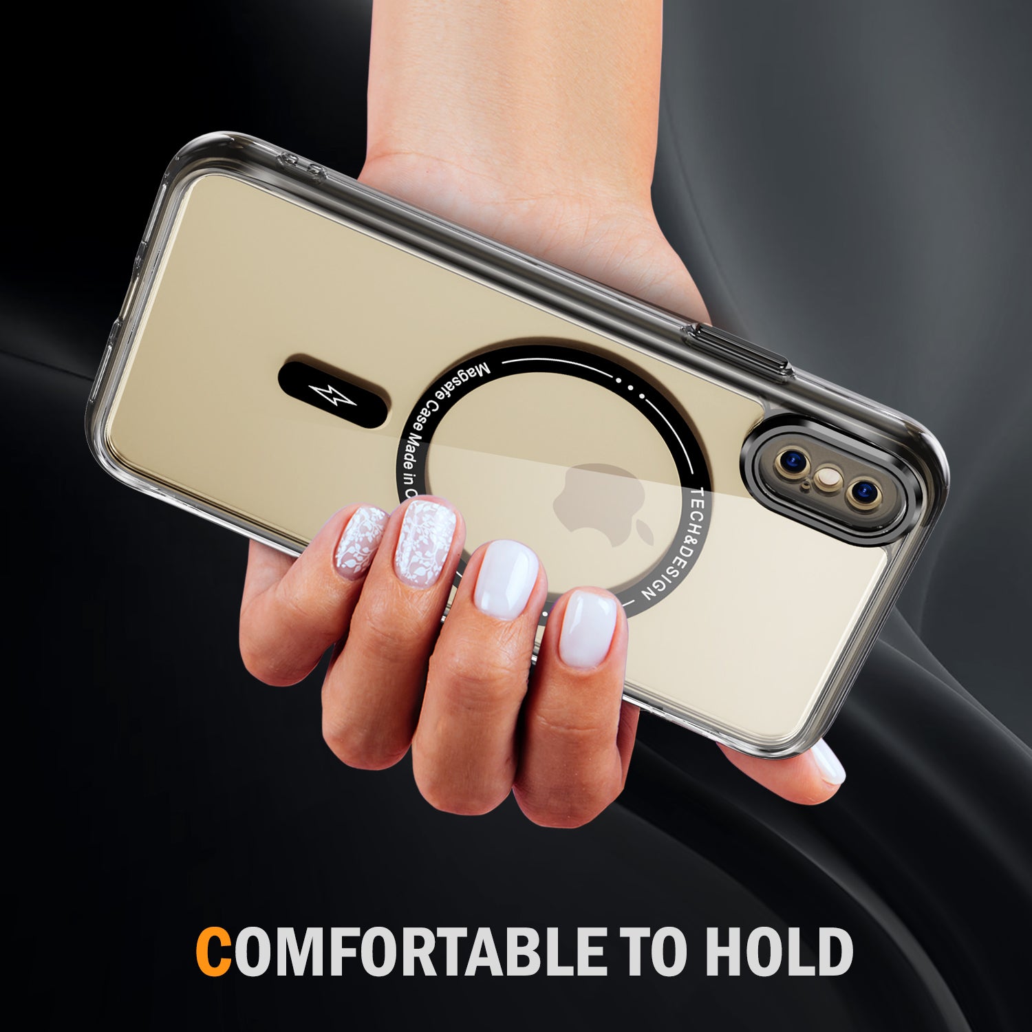 YSM Magnetic Case for iPhone X / XS TPU+Acrylic Phone Cover Airbag Corner - Transparent Black
