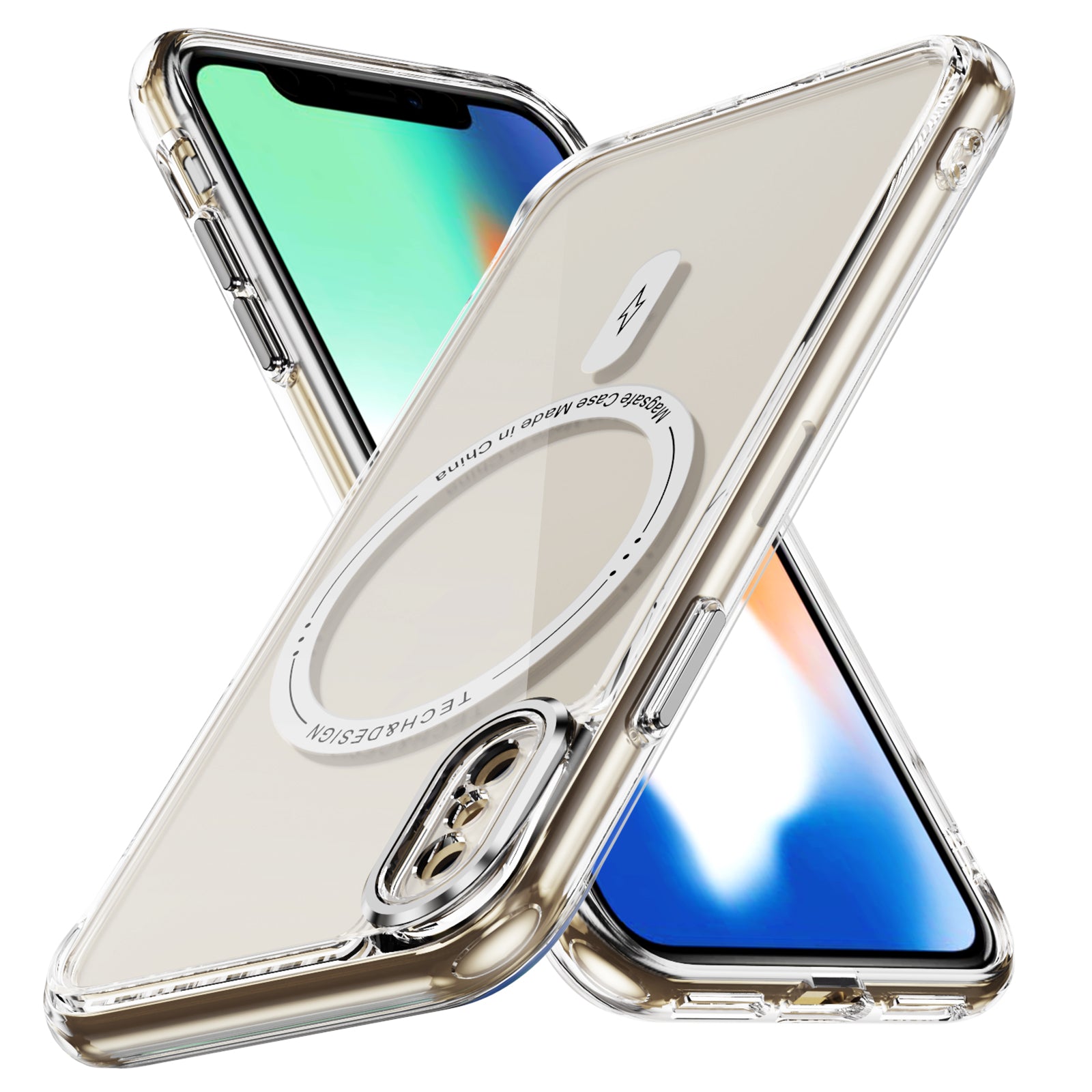 YSM Magnetic Case for iPhone X / XS TPU+Acrylic Phone Cover Airbag Corner - Transparent Black