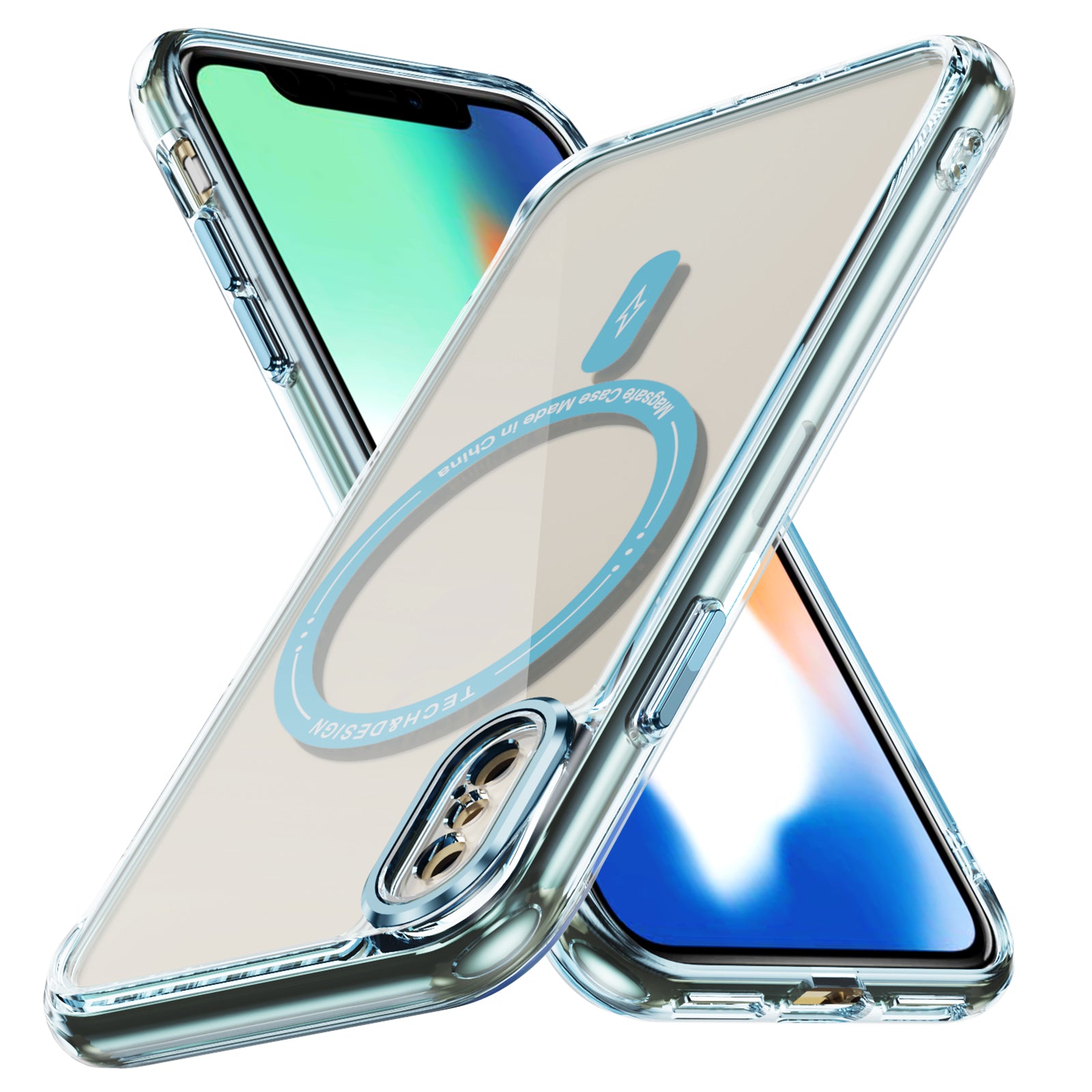 YSM Magnetic Case for iPhone X / XS TPU+Acrylic Phone Cover Airbag Corner - Transparent Black