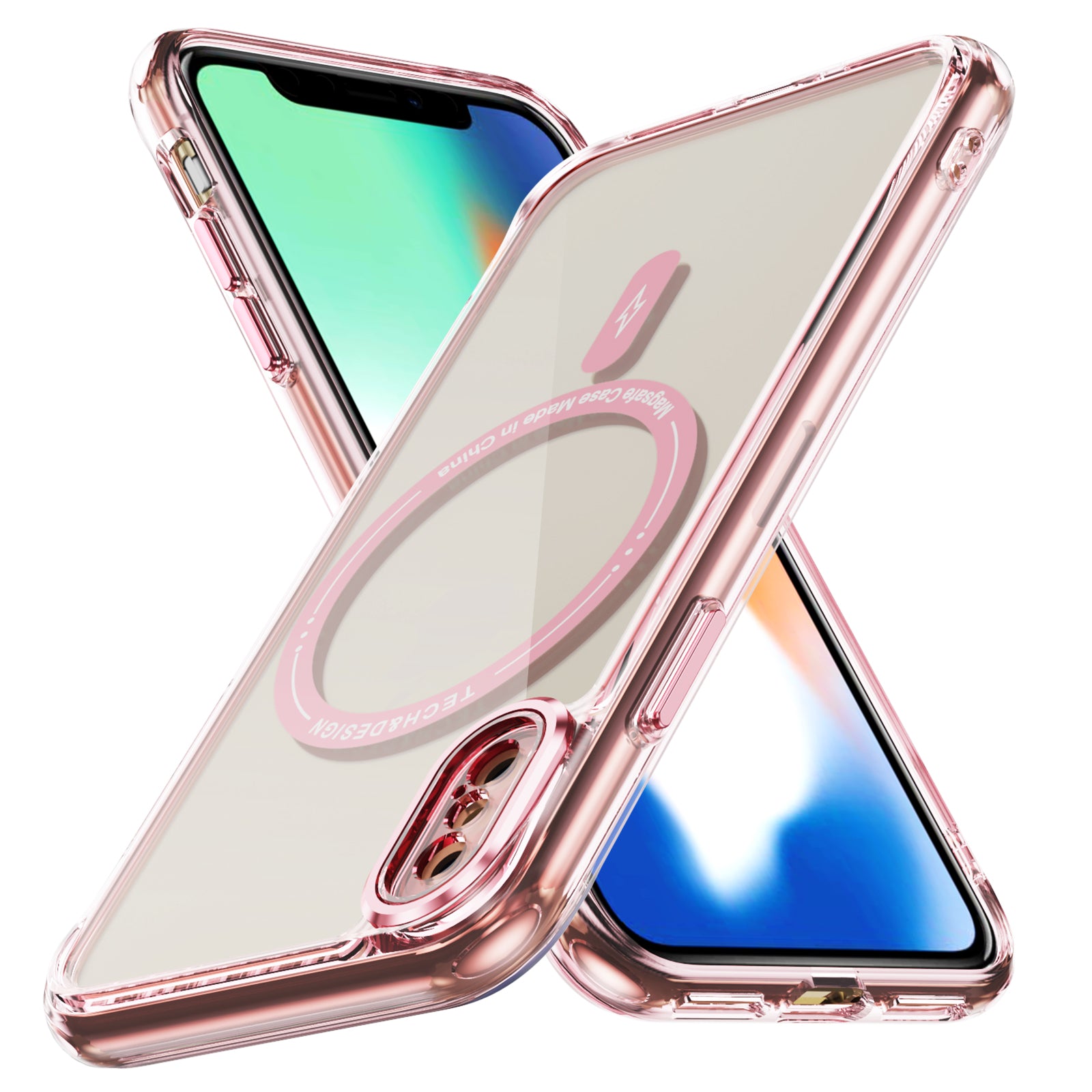YSM Magnetic Case for iPhone X / XS TPU+Acrylic Phone Cover Airbag Corner - Transparent Black
