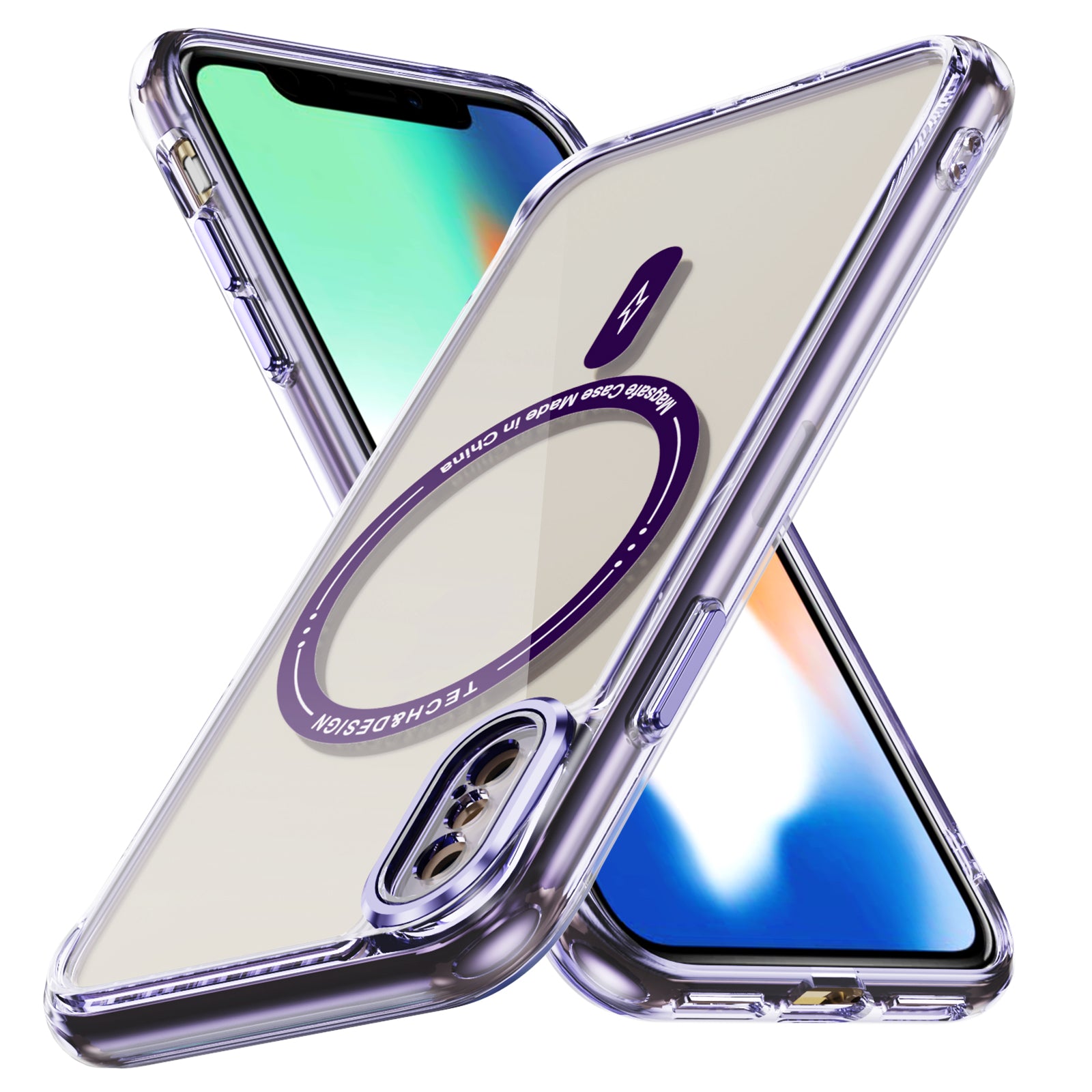 YSM Magnetic Case for iPhone X / XS TPU+Acrylic Phone Cover Airbag Corner - Transparent Black