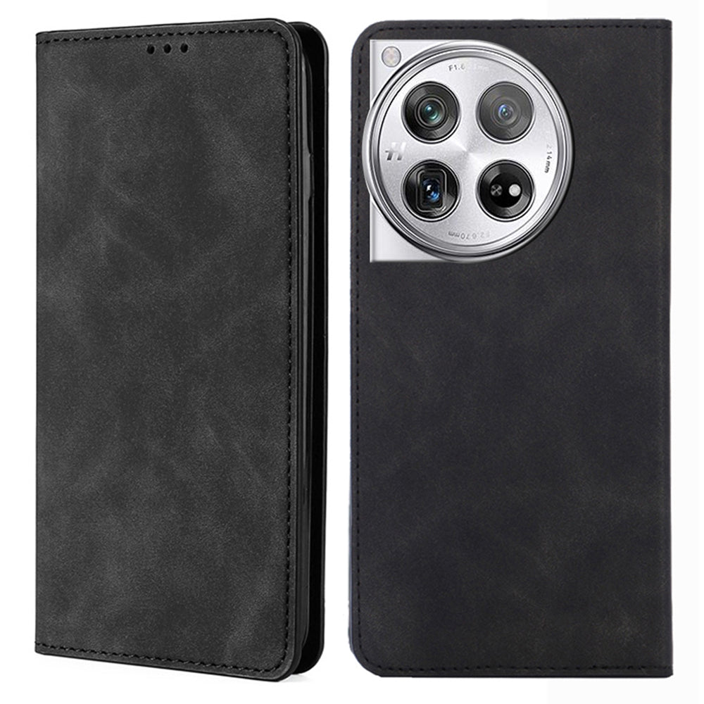 PU Leather Shell for OnePlus 12 5G Phone Case Stand Card Slots Cell Phone Cover - Blue