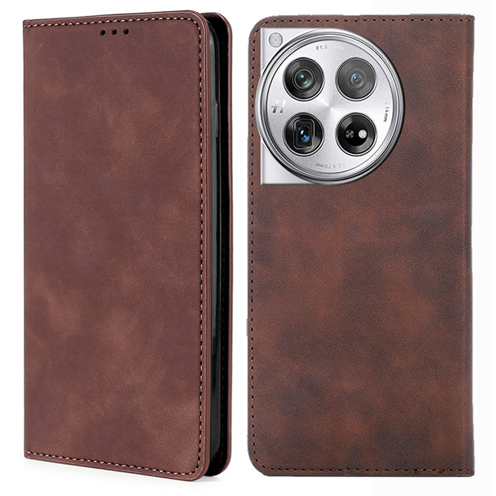 PU Leather Shell for OnePlus 12 5G Phone Case Stand Card Slots Cell Phone Cover - Blue