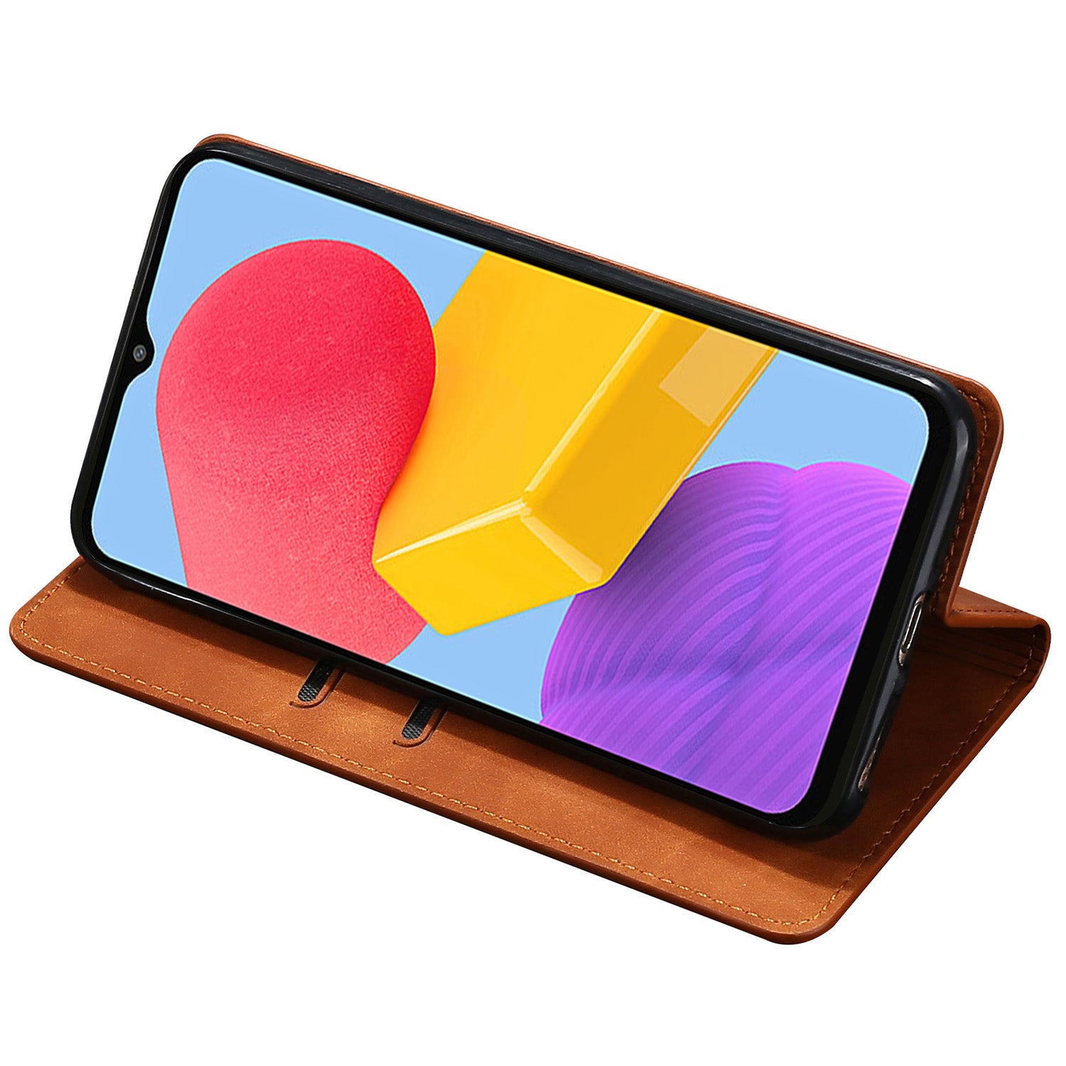 For Samsung Galaxy A15 5G / 4G Case PU Leather Stand Mobile Phone Cover with Card Slots - Light Brown