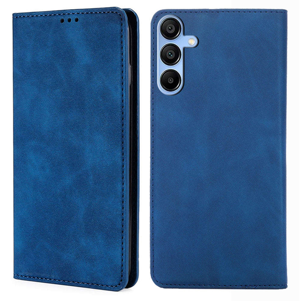 For Samsung Galaxy A15 5G / 4G Case PU Leather Stand Mobile Phone Cover with Card Slots - Light Brown