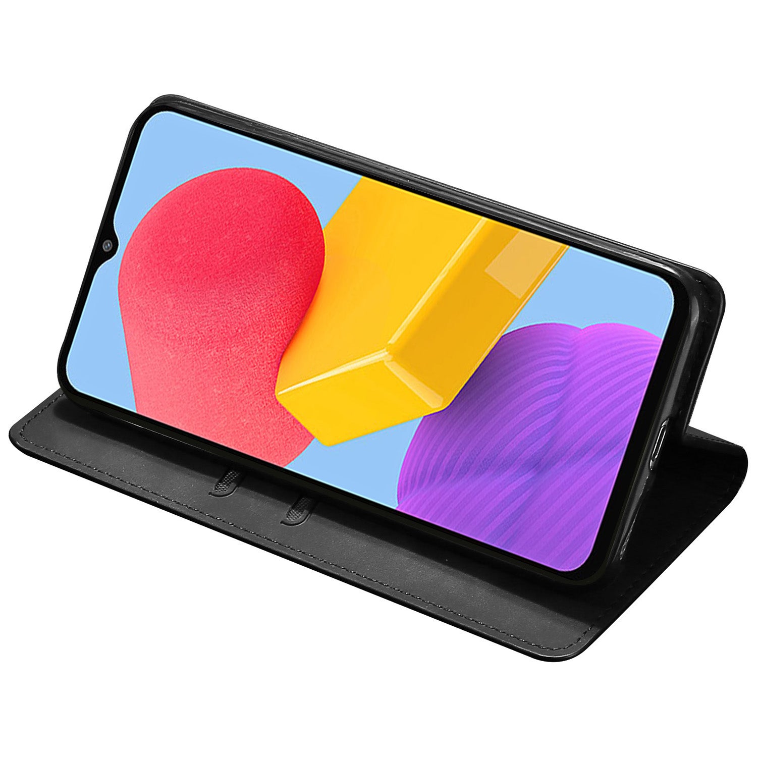 For Samsung Galaxy A25 5G (Global) (161.0 x 76.5 x 8.3mm) Cell Phone Case Card Holder Leather Stand Cover - Black