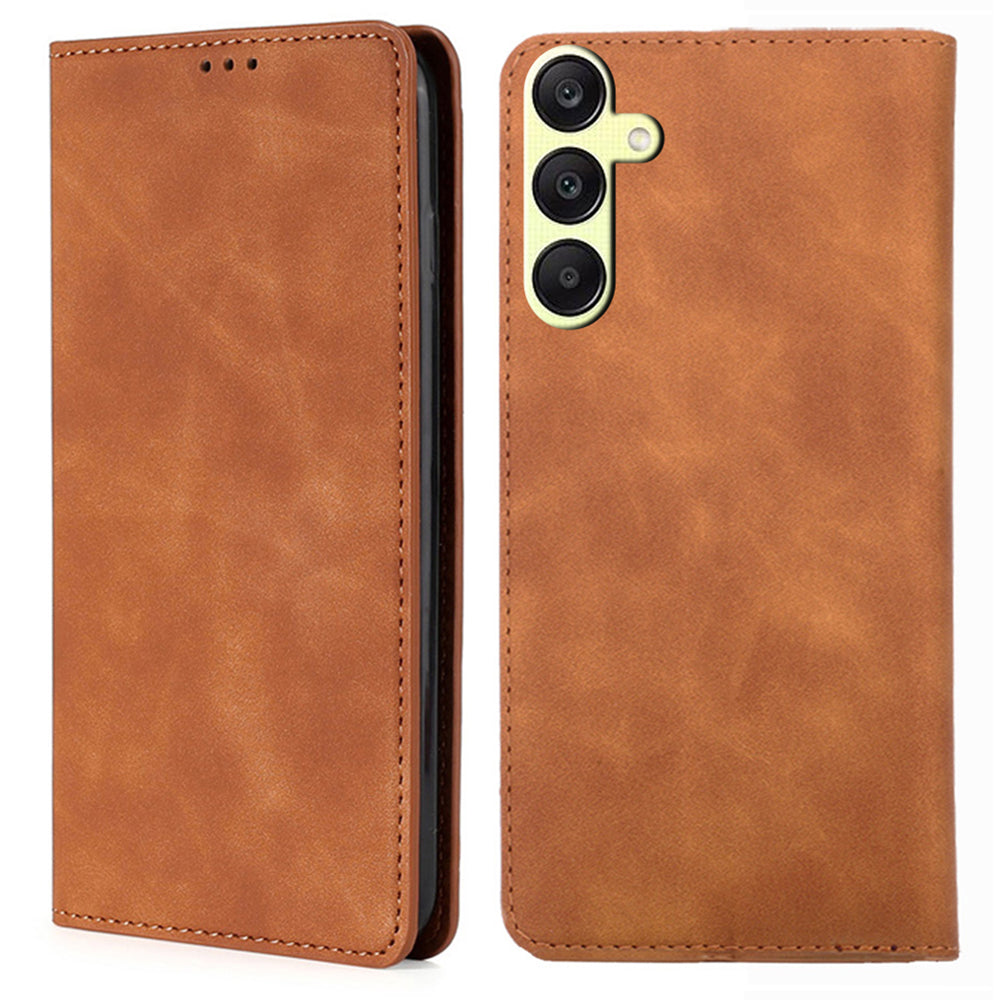 For Samsung Galaxy A25 5G (Global) (161.0 x 76.5 x 8.3mm) Cell Phone Case Card Holder Leather Stand Cover - Black