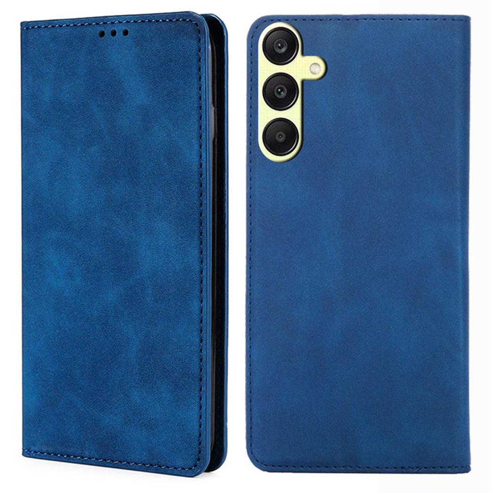 For Samsung Galaxy A25 5G (Global) (161.0 x 76.5 x 8.3mm) Cell Phone Case Card Holder Leather Stand Cover - Black