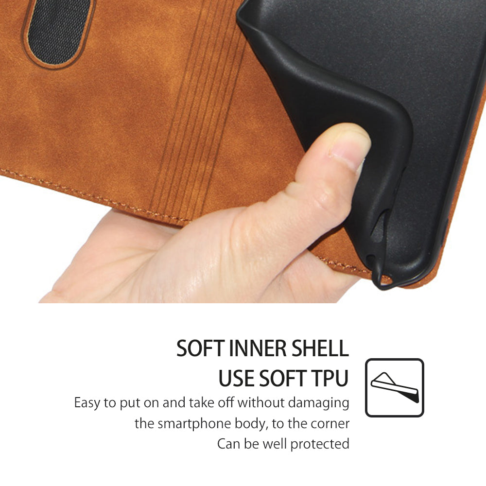 For Transsion Tecno Spark 20 Pro Case Anti-Scratch PU Leather Stand Card Slots Cell Phone Cover - Light Brown