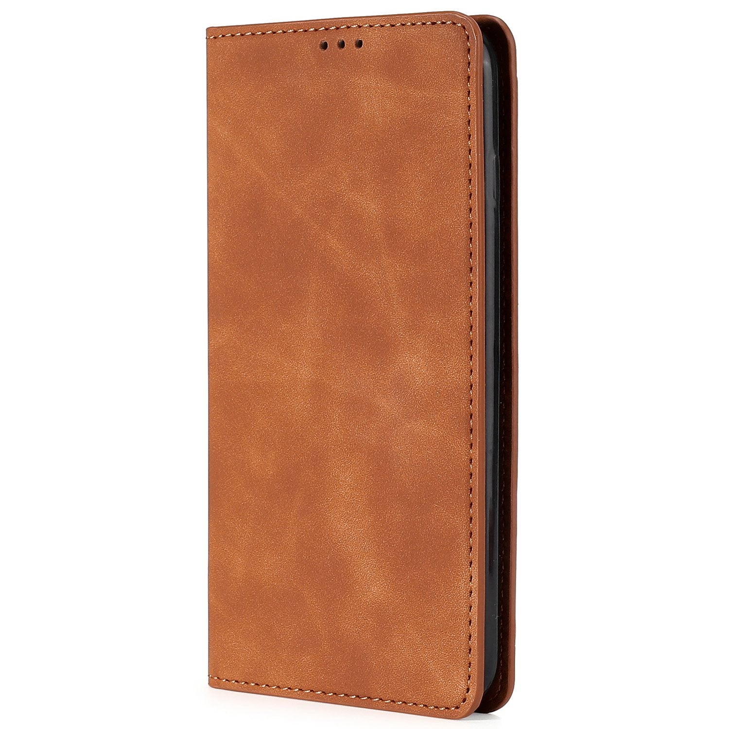 For Transsion Tecno Spark 20 Pro Case Anti-Scratch PU Leather Stand Card Slots Cell Phone Cover - Light Brown