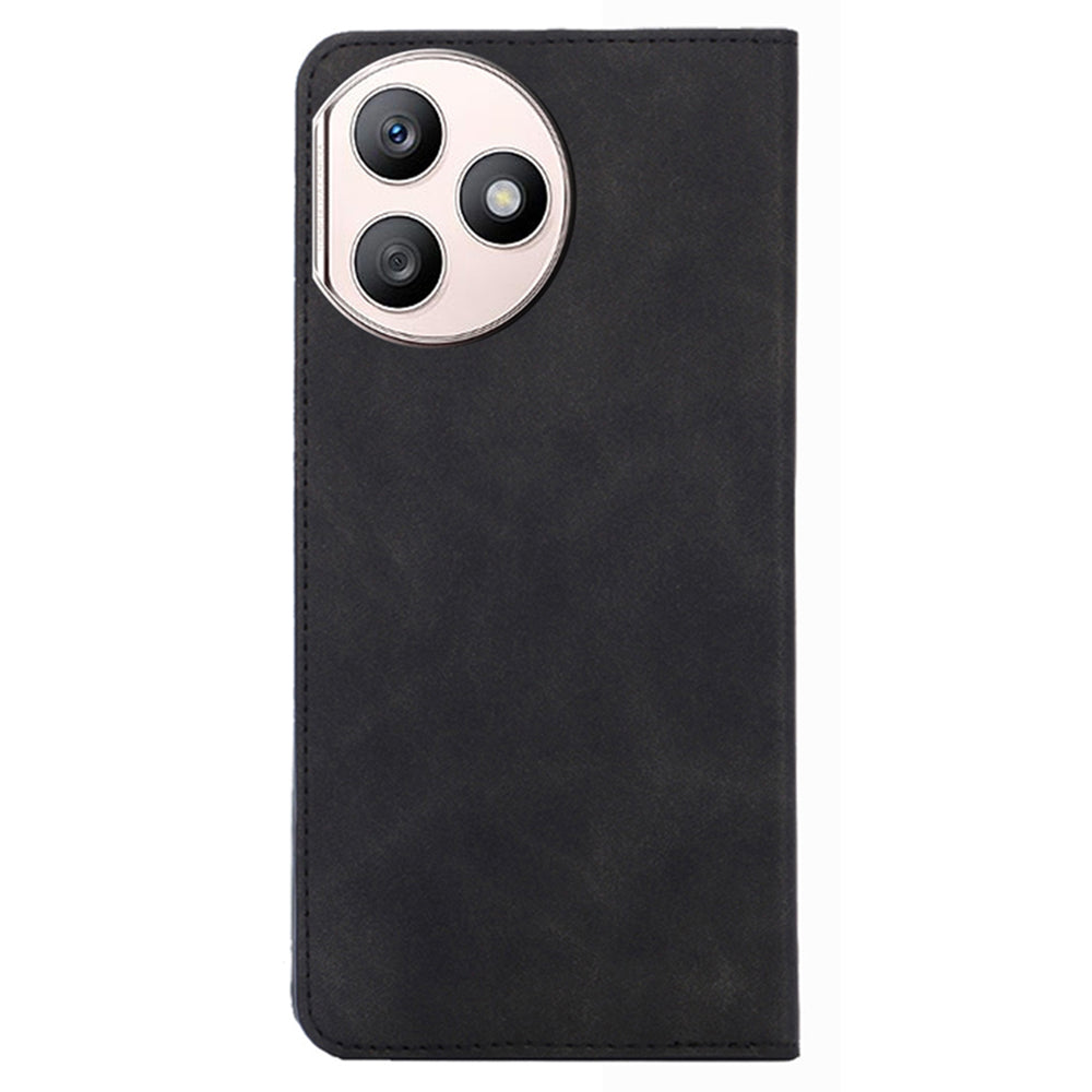 For Honor X50i+ 5G Skin-Touch Cell Phone Case Leather Stand Card Slots Phone Cover - Black