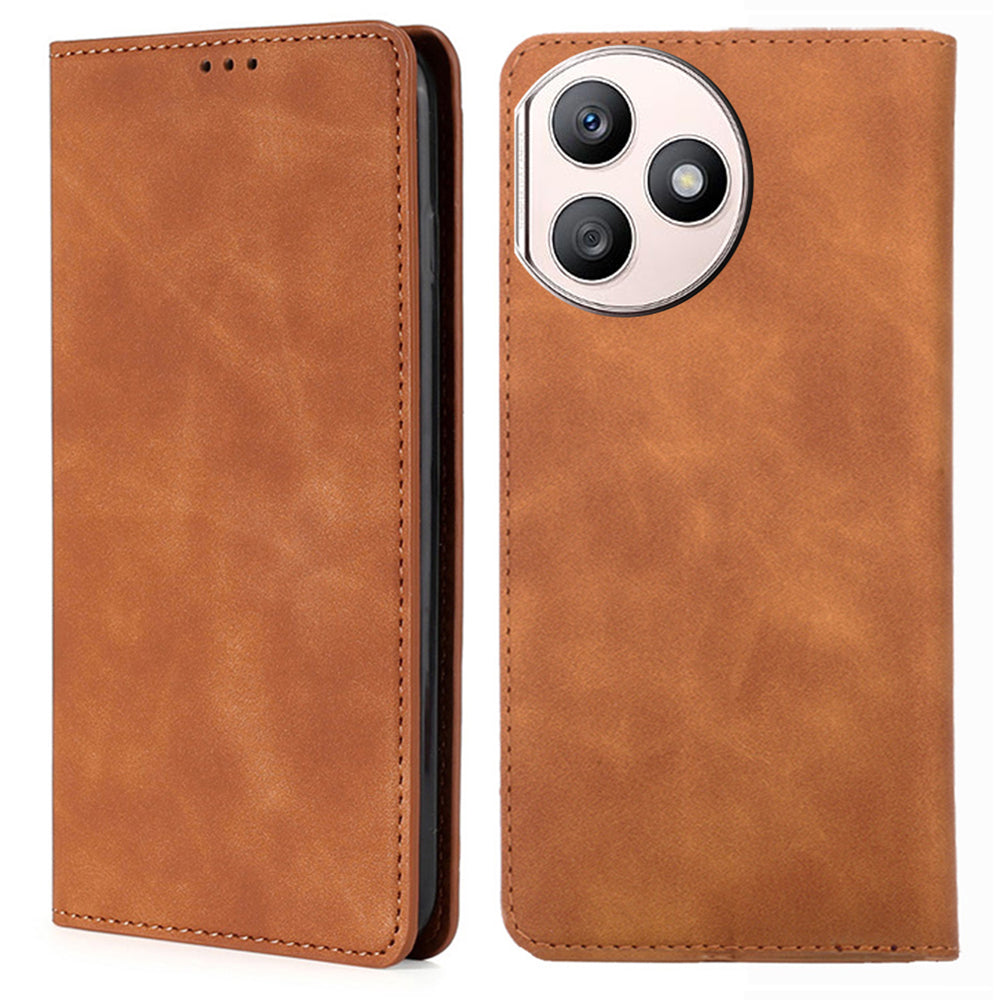 For Honor X50i+ 5G Skin-Touch Cell Phone Case Leather Stand Card Slots Phone Cover - Black