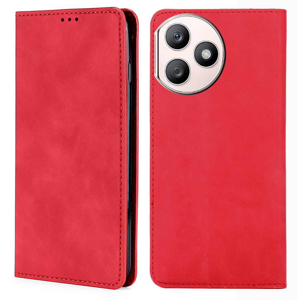 For Honor X50i+ 5G Skin-Touch Cell Phone Case Leather Stand Card Slots Phone Cover - Black