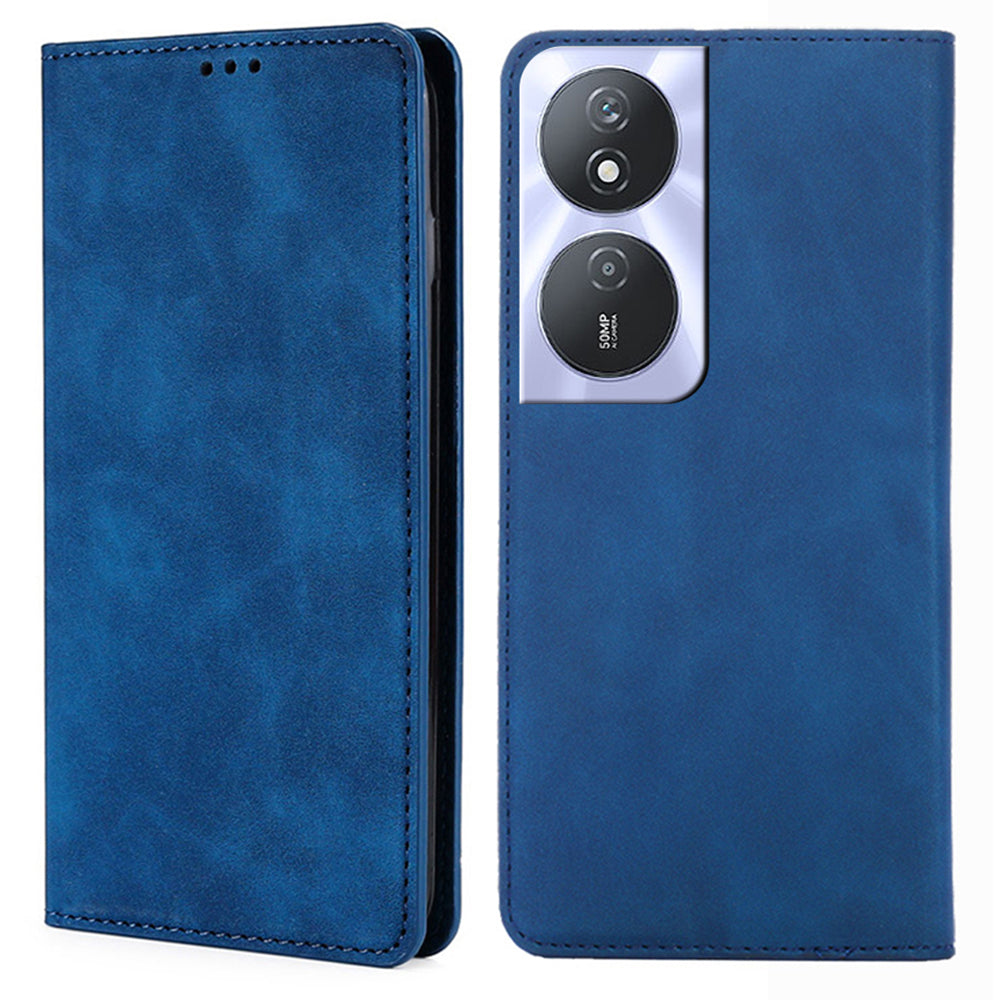 For Honor Play 50 Plus 5G / Play 8T 5G / X7b 4G / 90 Smart Magnetic Case Leather Skin Touch Card Holder Stand Cover - Blue