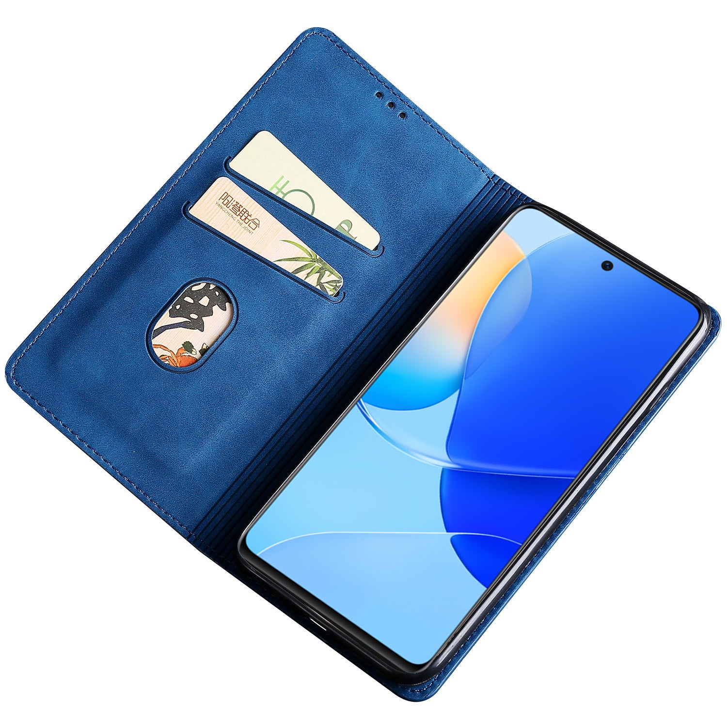 For Honor Play 50 Plus 5G / Play 8T 5G / X7b 4G / 90 Smart Magnetic Case Leather Skin Touch Card Holder Stand Cover - Blue