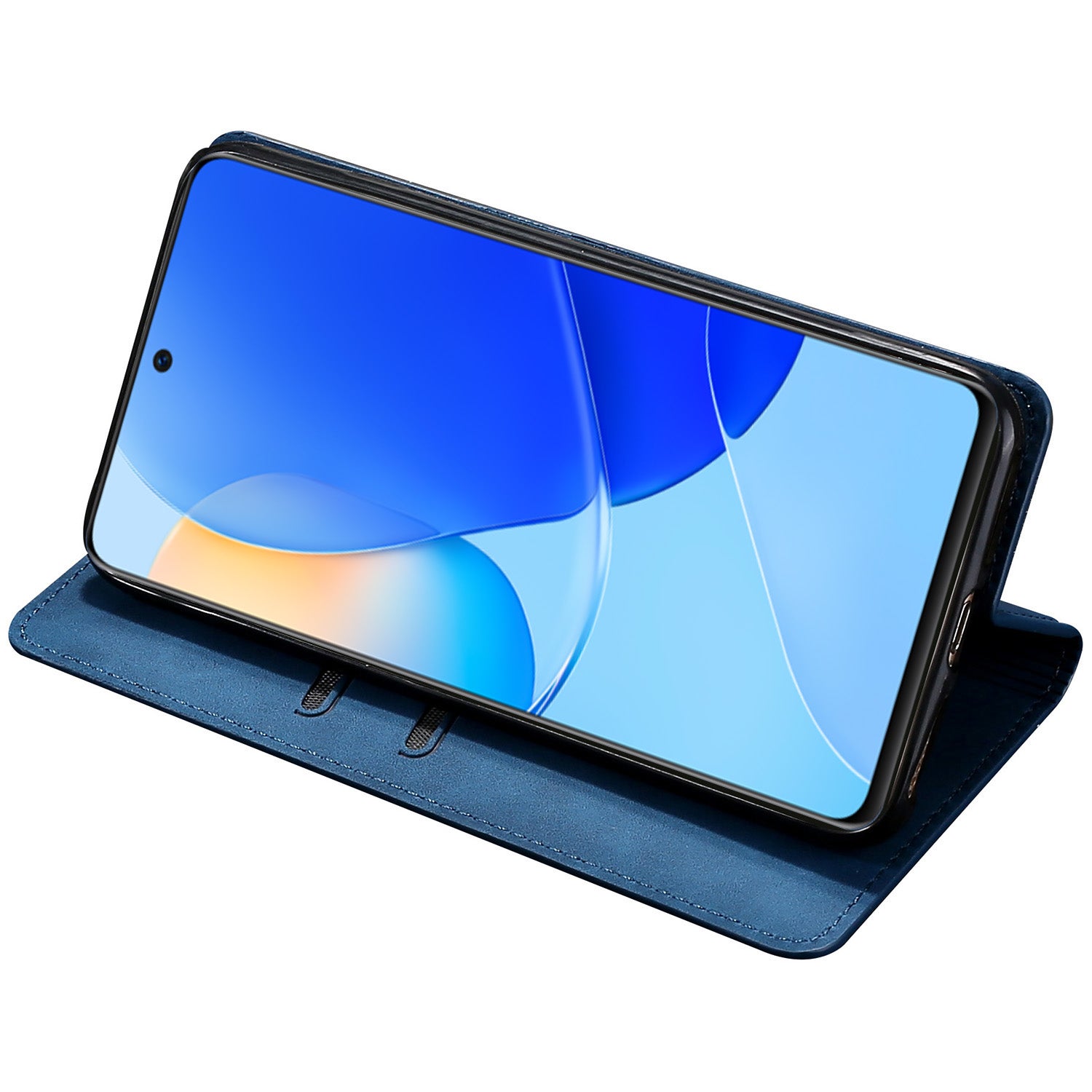 For Honor Play 50 Plus 5G / Play 8T 5G / X7b 4G / 90 Smart Magnetic Case Leather Skin Touch Card Holder Stand Cover - Blue