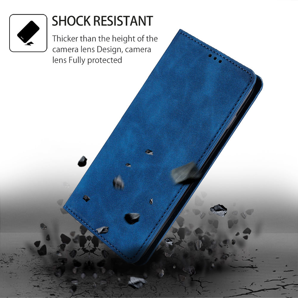 For Honor Play 50 Plus 5G / Play 8T 5G / X7b 4G / 90 Smart Magnetic Case Leather Skin Touch Card Holder Stand Cover - Blue
