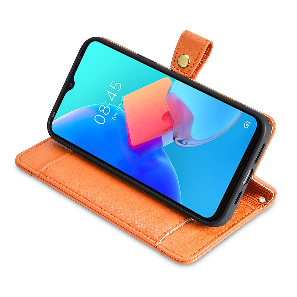 For Transsion Tecno Spark 20 Pro Case Zipper Pocket PU Leather Phone Wallet Cover with Shoulder Wrist Straps - Orange